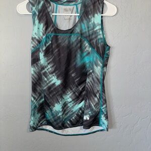 Mountain Hardwear Women's Teal and Black Tie-Dye Performance Tank Top